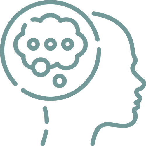 1 Outline of head with thought bubble.