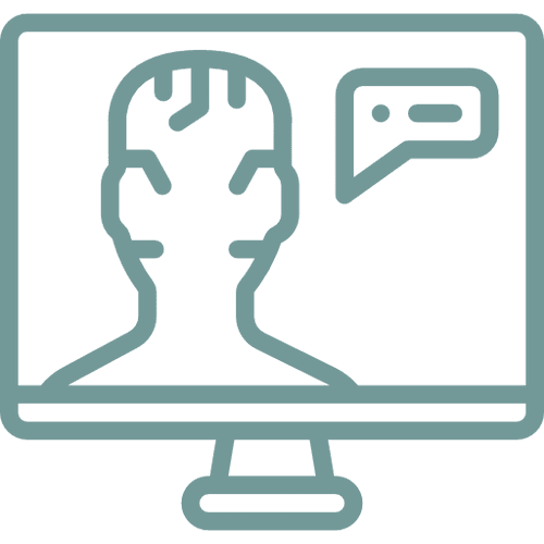3 Outline of person on computer screen icon.