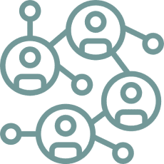 Mask group (14) Network of connected user icons illustration.